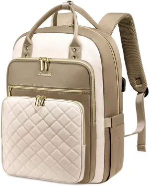 LOVEVOOK Laptop Backpack for Women, Water Resistant Travel Work Backpacks Purse Stylish College Business Teacher Nurse Computer Bag with USB Charging Port, Fits 15.6" Laptop