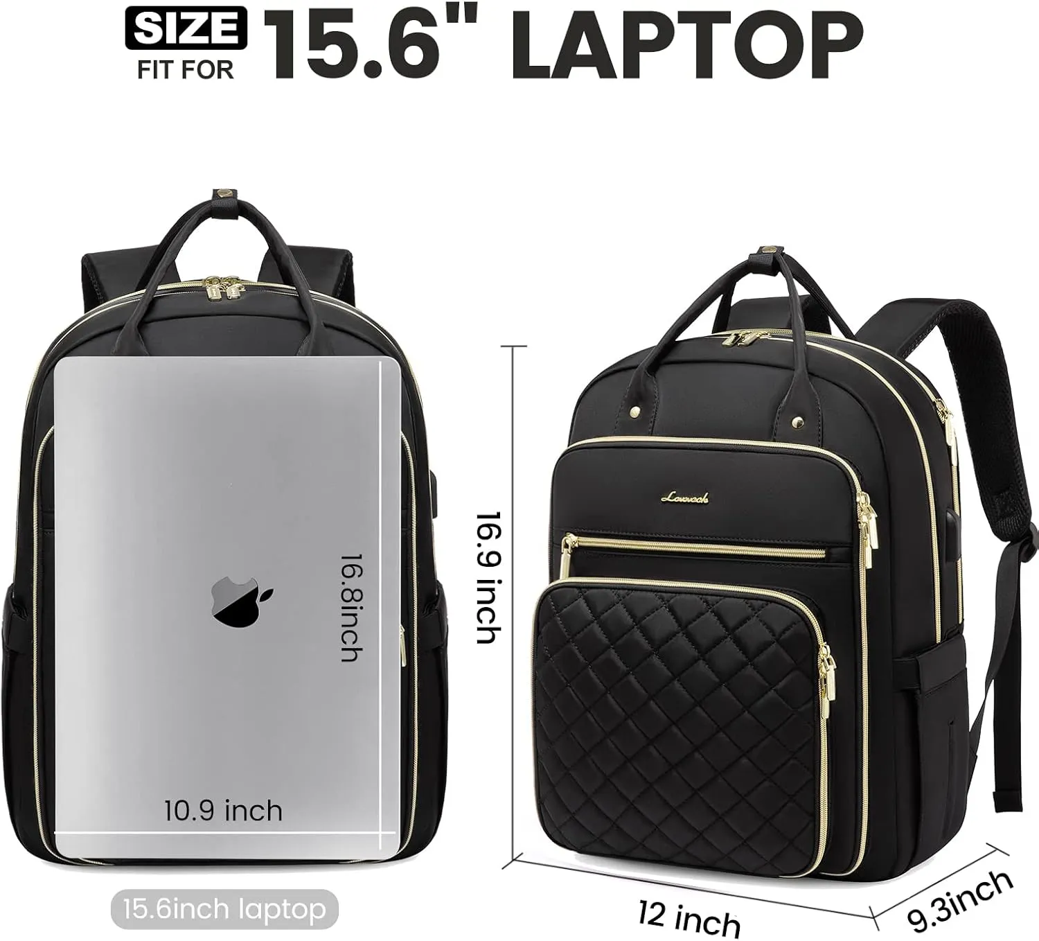 LOVEVOOK Laptop Backpack for Women, Water Resistant Travel Work Backpacks Purse with Laptop Compartment Stylish College Business Teacher Nurse Computer Bag, Fits 15.6" Laptop