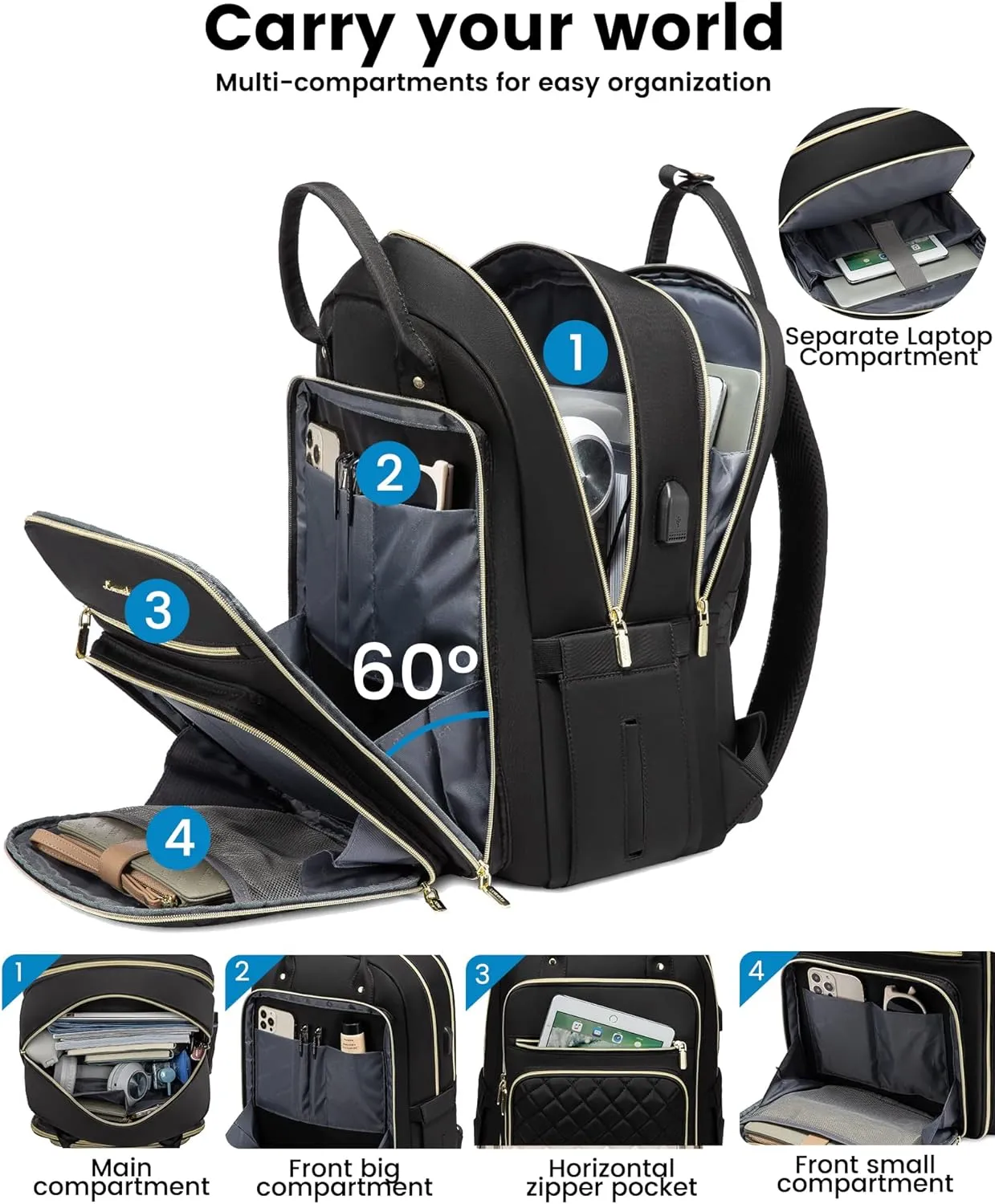 LOVEVOOK Laptop Backpack for Women, Water Resistant Travel Work Backpacks Purse with Laptop Compartment Stylish College Business Teacher Nurse Computer Bag, Fits 15.6" Laptop