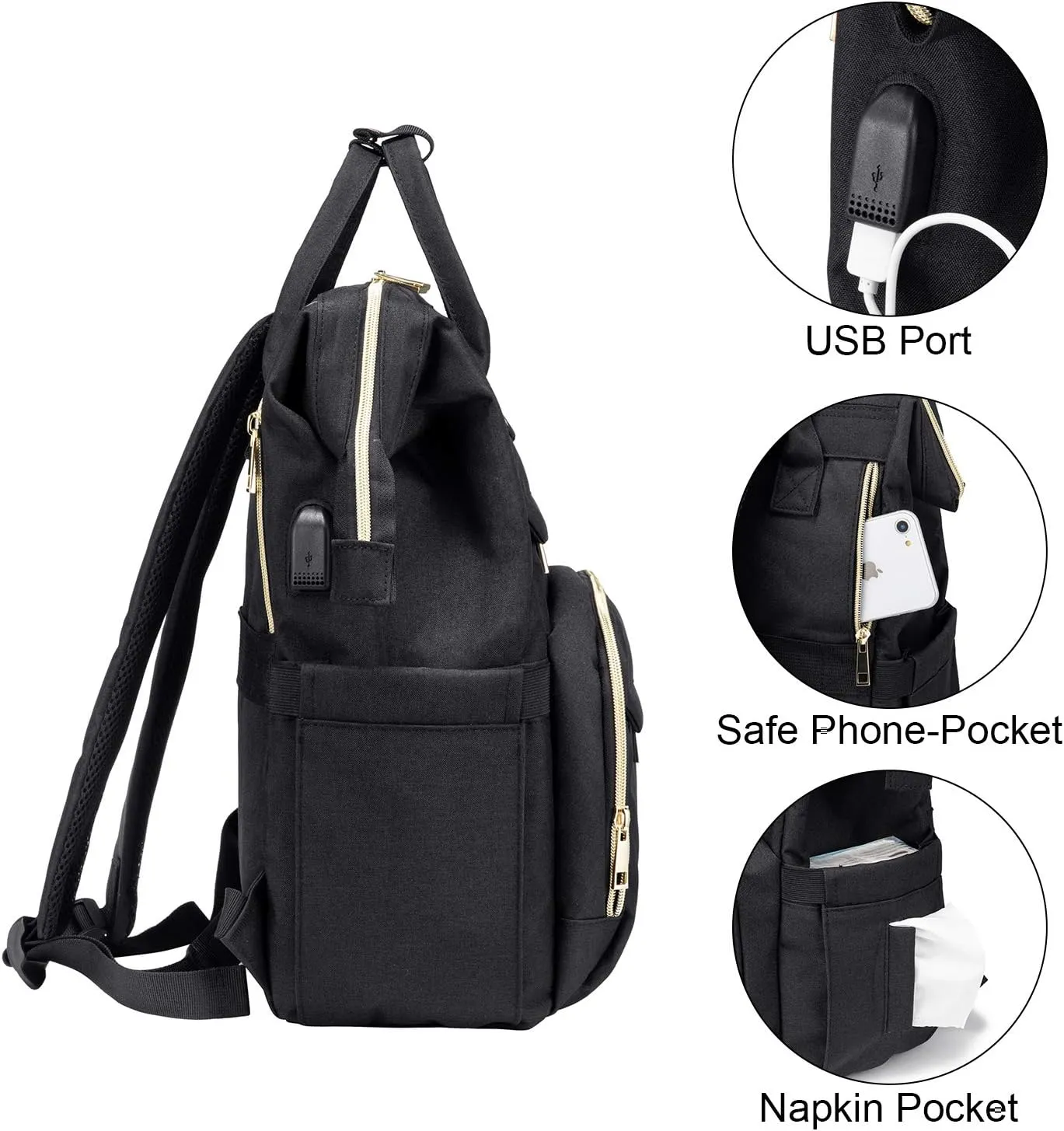 LOVEVOOK Nurse Backpack Laptop Backpack for Women with Stethoscope Case & USB Charging Port Anti Theft Travel Backpacks Doctor Bag Fits 15.6 Inch Laptop and Notebook, Black