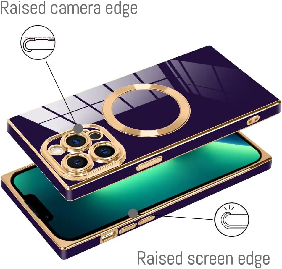 LSL Case for iPhone 13 Pro Max Case Magnetic [Compatible with MagSafe] Soft TPU Plating Anti-Drop Anti-Scratch Shock Absorption Full Body Heavy Duty Protective Slim Luxury Cover - Dark Purple