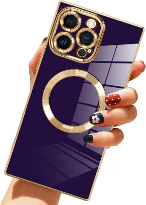 LSL Case for iPhone 13 Pro Max Case Magnetic [Compatible with MagSafe] Soft TPU Plating Anti-Drop Anti-Scratch Shock Absorption Full Body Heavy Duty Protective Slim Luxury Cover - Dark Purple