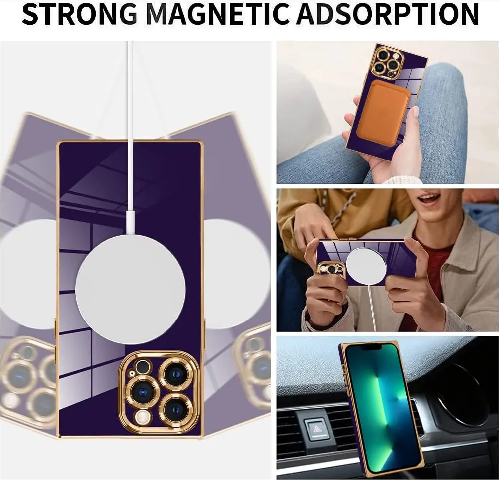 LSL Case for iPhone 13 Pro Max Case Magnetic [Compatible with MagSafe] Soft TPU Plating Anti-Drop Anti-Scratch Shock Absorption Full Body Heavy Duty Protective Slim Luxury Cover - Dark Purple