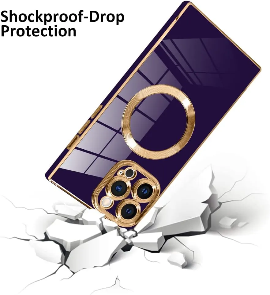 LSL Case for iPhone 13 Pro Max Case Magnetic [Compatible with MagSafe] Soft TPU Plating Anti-Drop Anti-Scratch Shock Absorption Full Body Heavy Duty Protective Slim Luxury Cover - Dark Purple