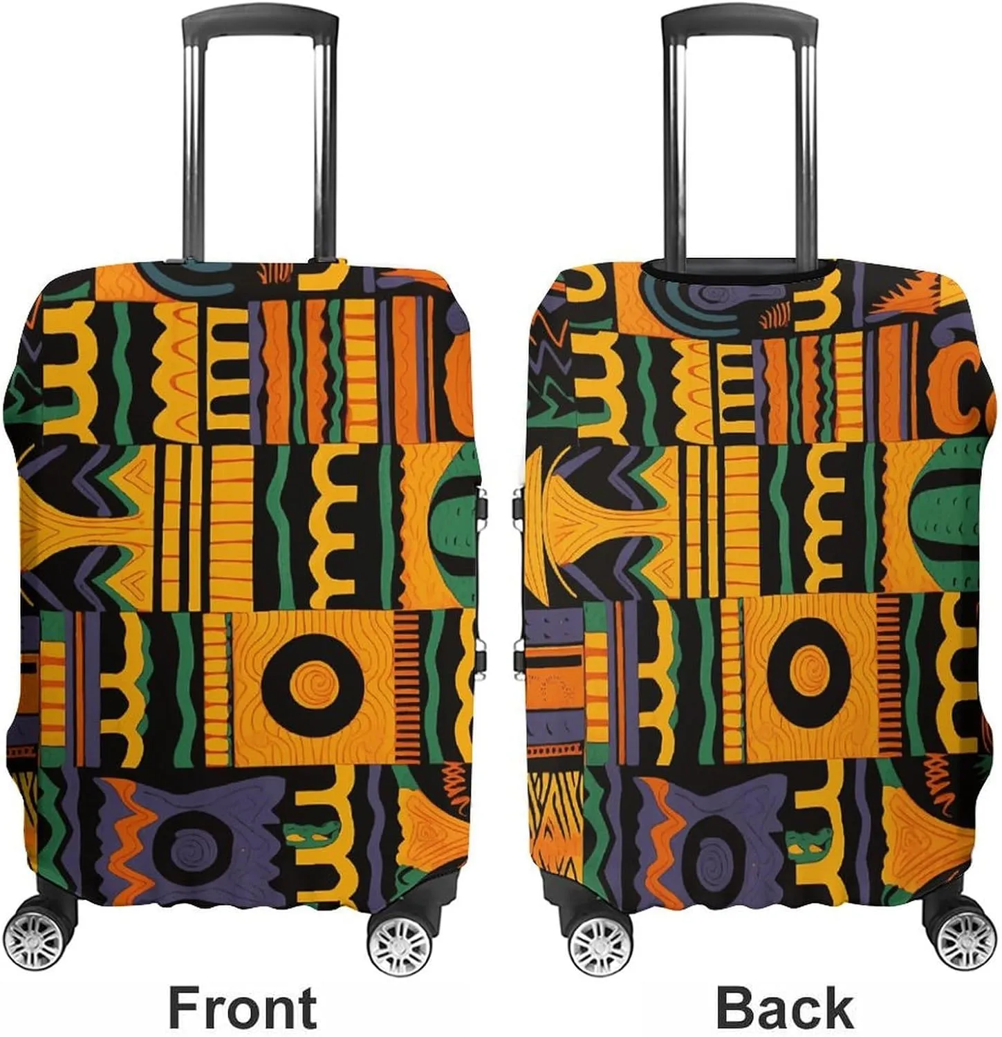 Luggage Cover for Travel, African Ethnic Pattern Fashion Luggage Covers, Washable Stretch Suitcases Protector Fits 19-32 Inch Luggage M