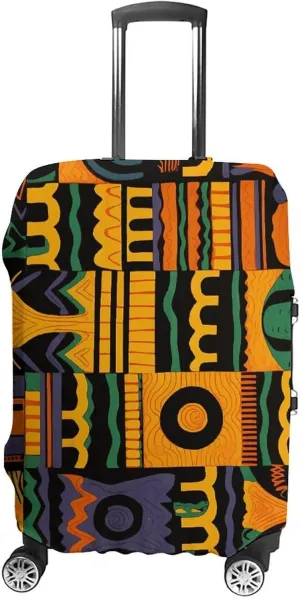 Luggage Cover for Travel, African Ethnic Pattern Fashion Luggage Covers, Washable Stretch Suitcases Protector Fits 19-32 Inch Luggage M