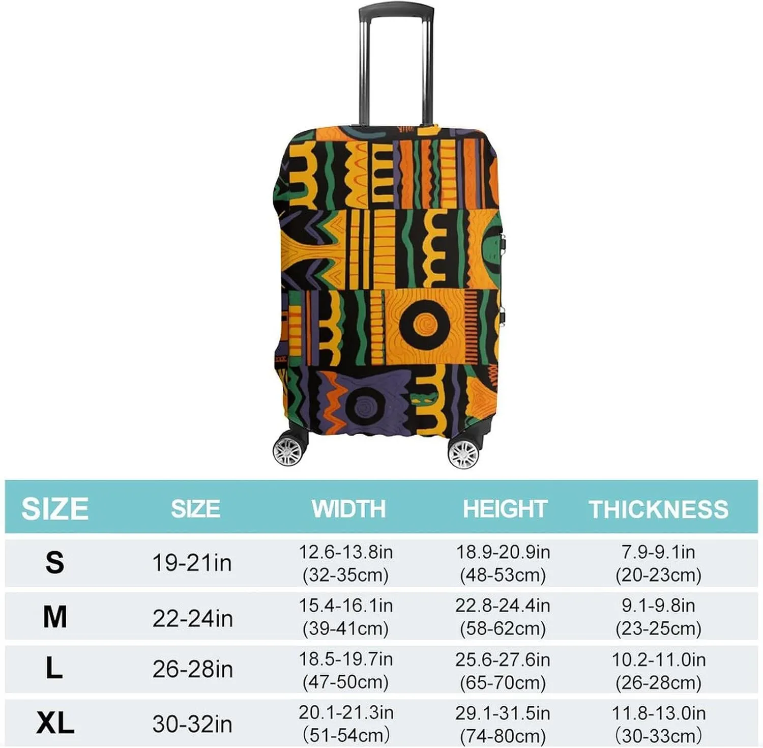 Luggage Cover for Travel, African Ethnic Pattern Fashion Luggage Covers, Washable Stretch Suitcases Protector Fits 19-32 Inch Luggage M