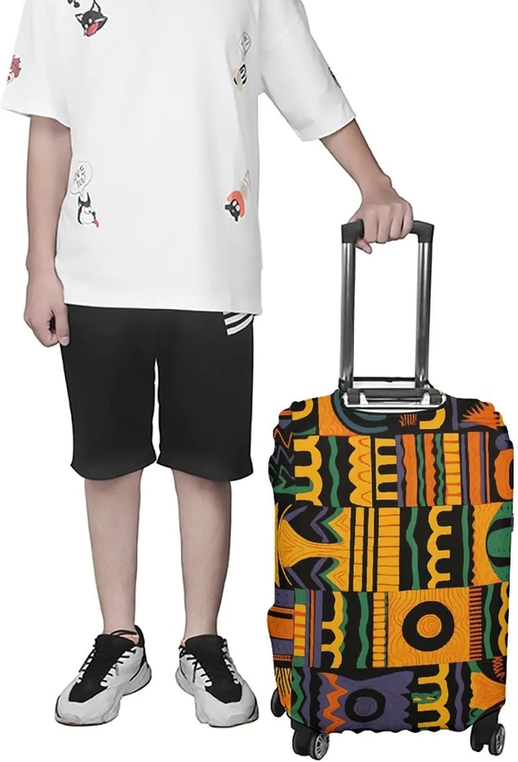 Luggage Cover for Travel, African Ethnic Pattern Fashion Luggage Covers, Washable Stretch Suitcases Protector Fits 19-32 Inch Luggage M