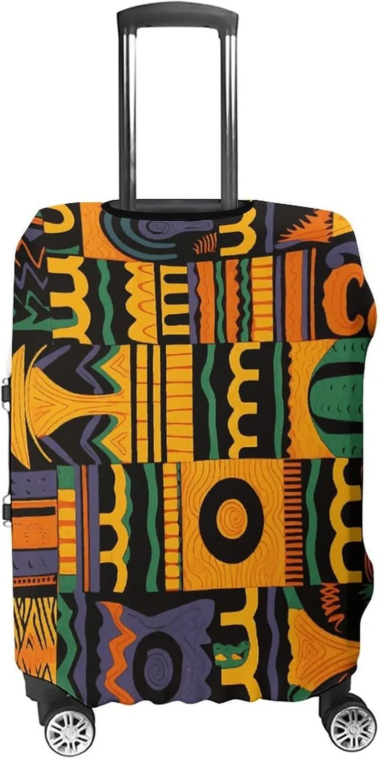 Luggage Cover for Travel, African Ethnic Pattern Fashion Luggage Covers, Washable Stretch Suitcases Protector Fits 19-32 Inch Luggage M