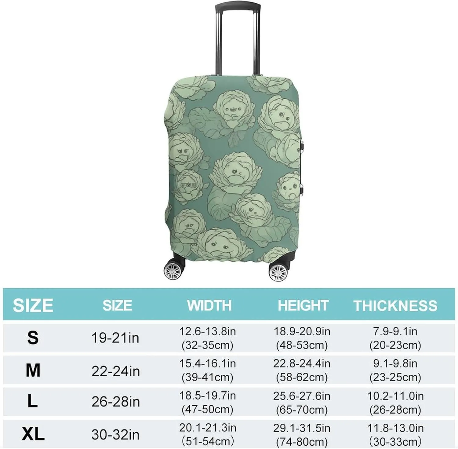Luggage Cover for Travel Cabbage Pattern Fashion Luggage Covers Washable Stretch Suitcases Protector Fits 19-32 Inch Luggage L