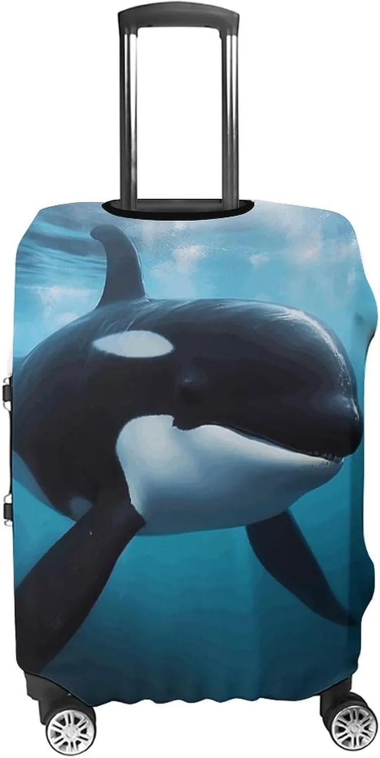 Luggage Cover for Travel, Killer Whale Fashion Luggage Covers, Washable Stretch Suitcases Protector Fits 19-32 Inch Luggage XL