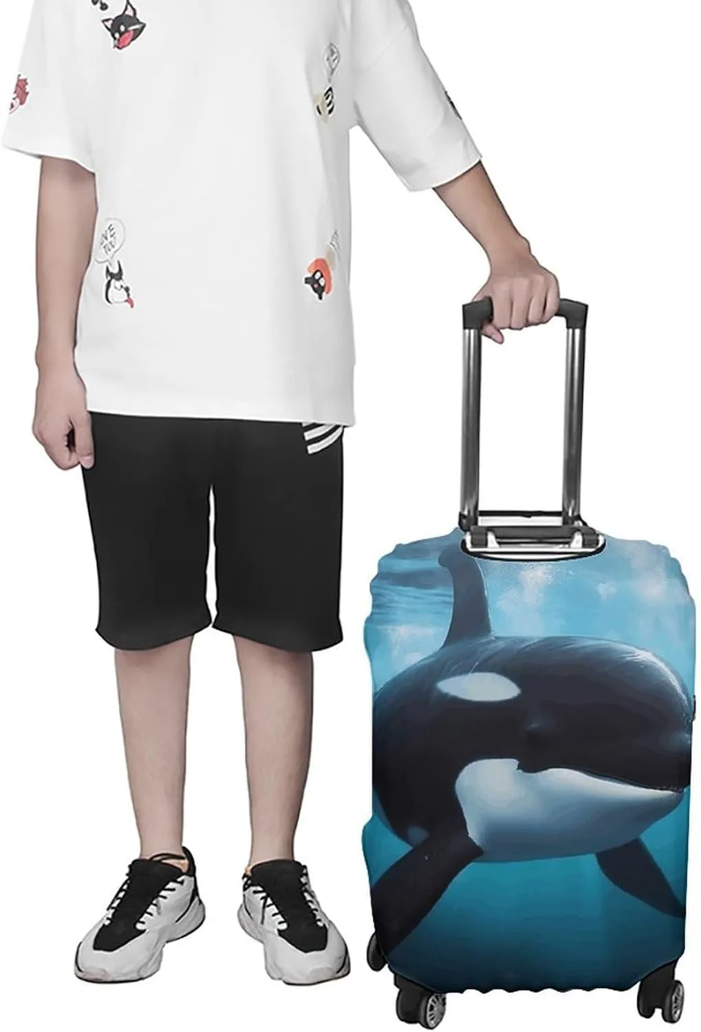 Luggage Cover for Travel, Killer Whale Fashion Luggage Covers, Washable Stretch Suitcases Protector Fits 19-32 Inch Luggage XL