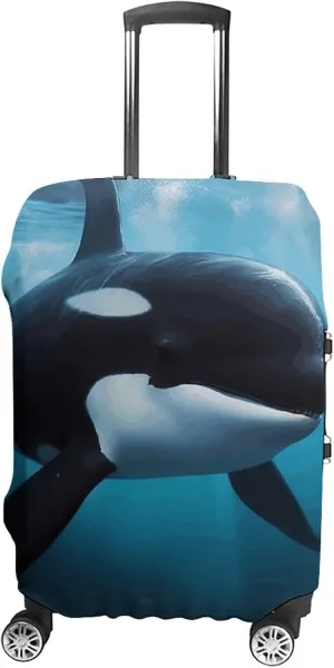 Luggage Cover for Travel, Killer Whale Fashion Luggage Covers, Washable Stretch Suitcases Protector Fits 19-32 Inch Luggage XL