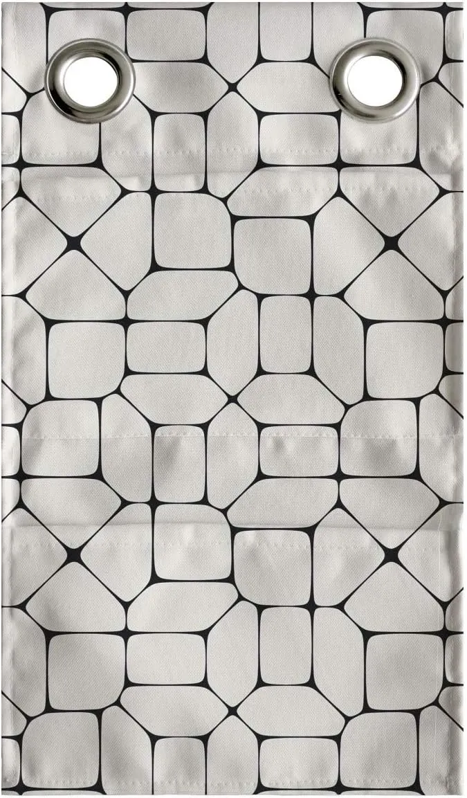 Lunarable Geometric Hanging Pocket Organizer, Black and White Mosaic Pavement Tile Bricks Modern Conceptual Tracery Design, Printed Polyester Storage Bag with Pockets, 9" x 16", Beige Black