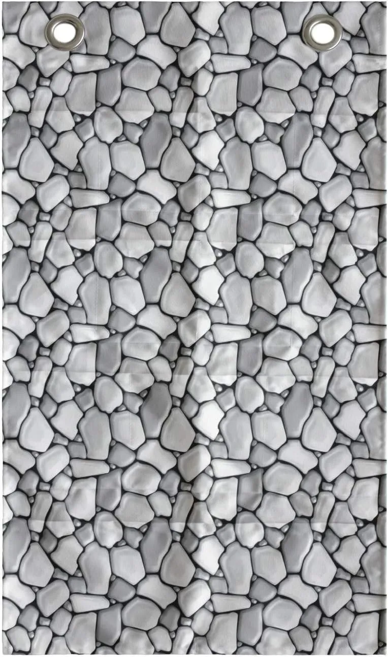 Lunarable Grey and Black Hanging Pocket Organizer, Rubble Masonry Themed Graphic Pattern Little Pebble Stones Pavement, Printed Polyester Storage Bag with Pockets, 21" x 31", Pale Grey Black