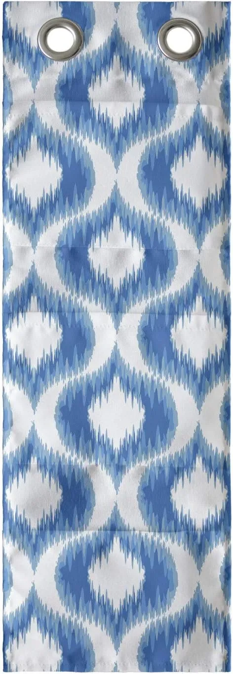 Lunarable Ikat Hanging Pocket Organizer, Damask Inspired Ikat Style Pattern Vintage Mesh Design Motifs and Shapes Print, Printed Polyester Storage Bag with Pockets, 9" x 27", Blue White