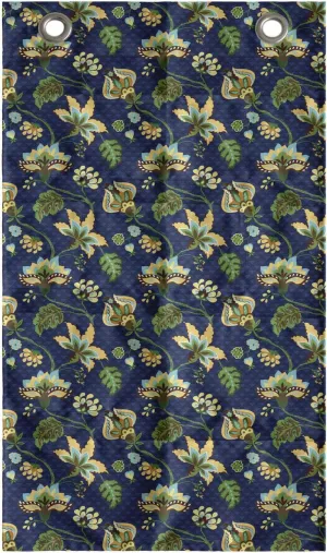 Lunarable Jacobean Hanging Pocket Organizer, Triangles with Floral Pattern Stalks Leaves Flowers Whimsical Nature, Printed Polyester Storage Bag with Pockets, 21" x 31", Dark Blue Green Mustard