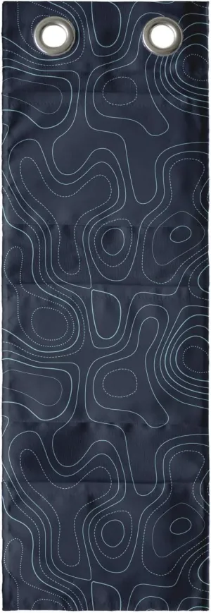 Lunarable Modern Hanging Pocket Organizer, Continuous Terrain Topography Map Inspired Abstract Design Illustration, Printed Polyester Storage Bag with Pockets, 9" x 27", Charcoal Grey and Teal