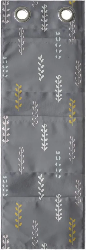 Lunarable Mustard Hanging Pocket Organizer, Repetitive Autumn Resembling Branches Vertically Arranged Botanical Continuation, Printed Polyester Storage Bag with Pockets, 9" x 27", Dimgray