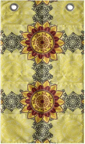 Lunarable Yellow Mandala Hanging Pocket Organizer, Bohemian Floral Motifs Framework Colorful Hippie Style Traditional Details, Printed Polyester Storage Bag with Pockets, 21" x 31", Multicolor