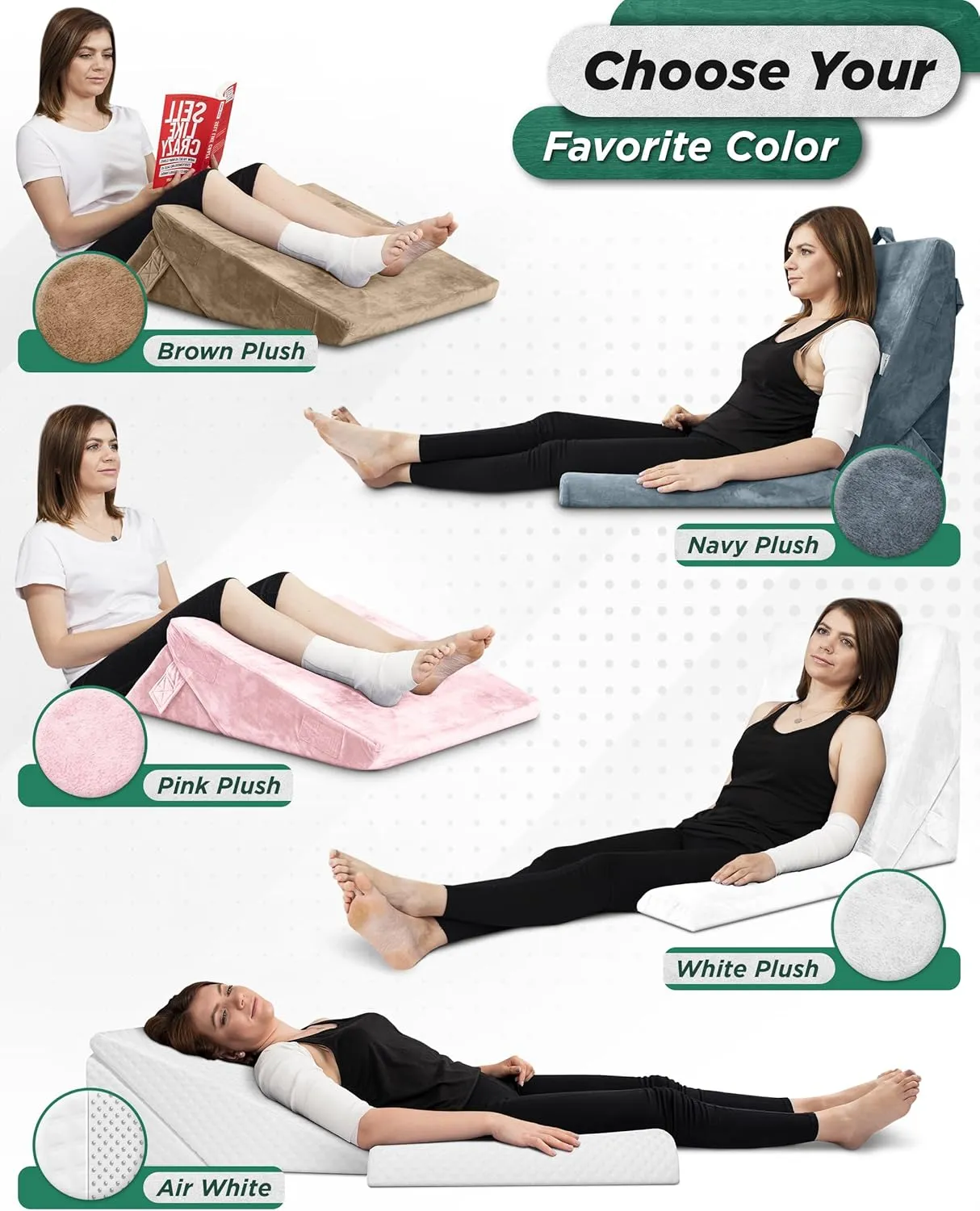 Lunix Replacement Cover for LX6 3pcs Wedge Pillow Set, Foam not Included - Air White