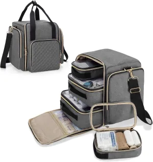LUXJA Large Medicine Bag with 4 Inner Removable Cases, Multifunctional Medicine Storage Bag (Suitable for Home or Travel Use, Bag Only), Gray