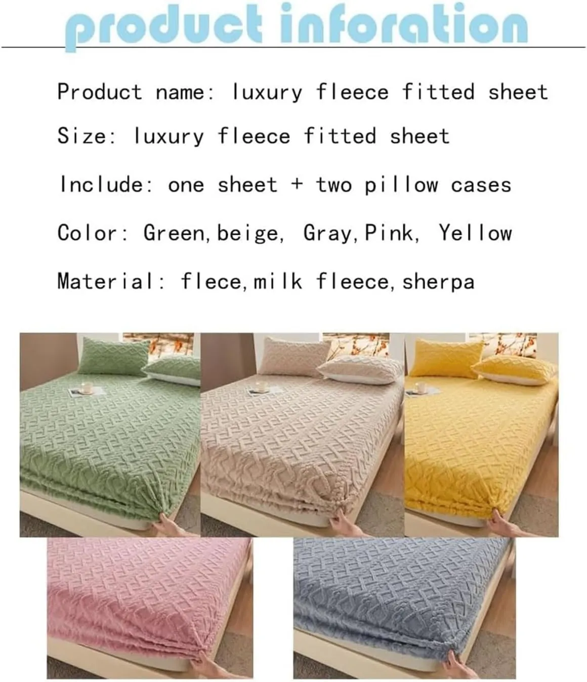 Luxurious Velvet Jacquard Fitted Sheet Set with Pillow Cases, Flannel Velvet Bed Sheet Soft Cozy Breathable Washable for Bedroom(Yellow,Twin(90 * 200CM))