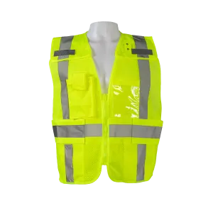 LVM2-LPSV ANSI Class 2 All Lime Mesh Expandable 5-Point Breakaway Public Safety Vest