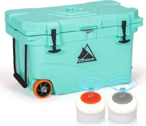 MADOG Cooler with Wheels, Leak-Proof Rolling Beach Cooler with LED Light Bluetooth Speaker, LLDPE Wheeled Coolers, Ideal Portable Cooler for Fishing, Camping, Boating and Traveling
