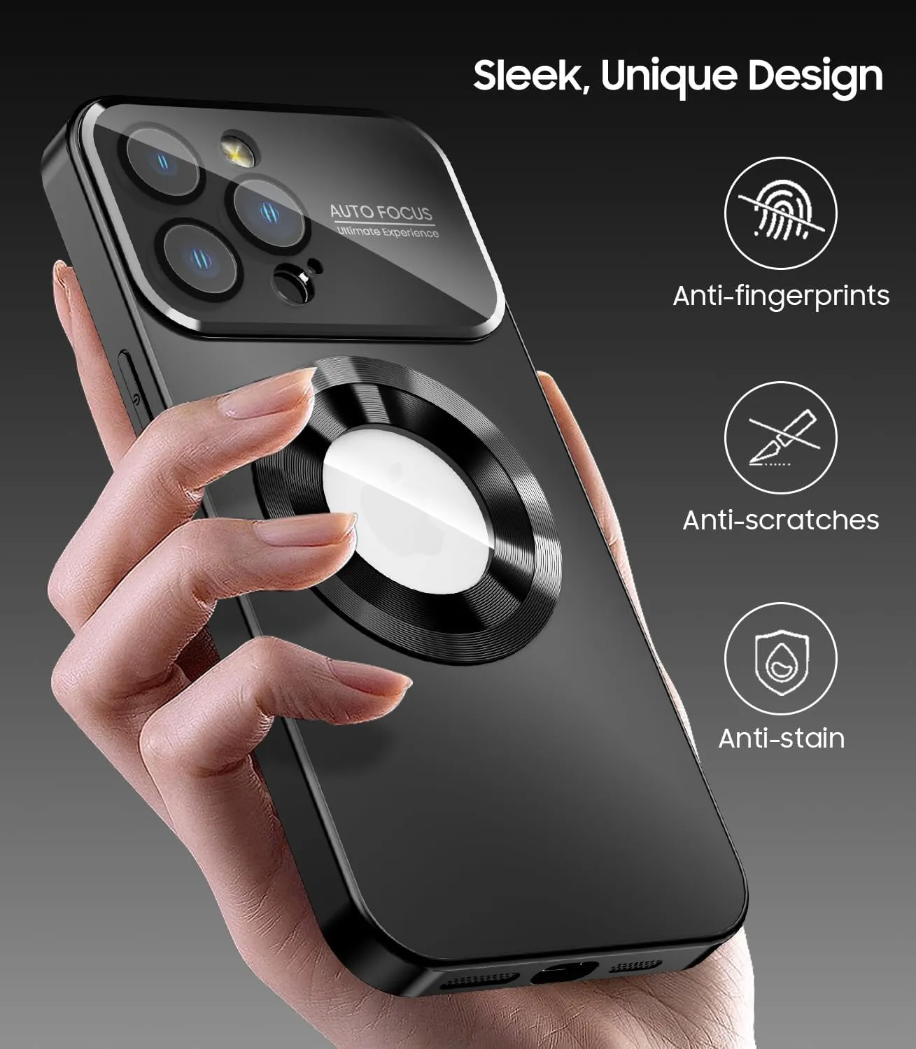 Magnetic for iPhone 14 Pro Case, Compatible with MagSafe, Built-in Camera Lens Protector, Logo View, Military Grade Drop Proof Phone Case Cover, Black