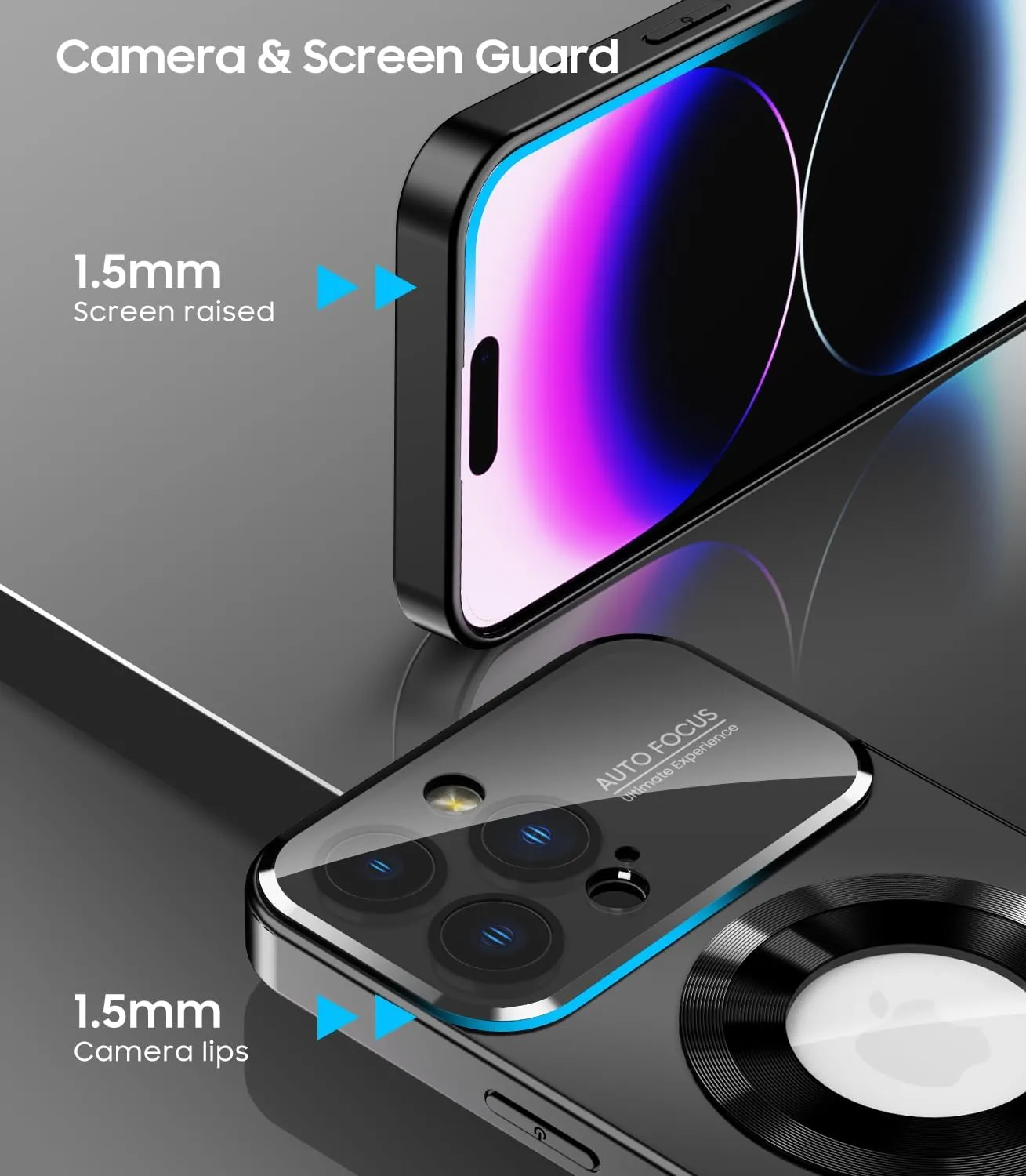 Magnetic for iPhone 14 Pro Case, Compatible with MagSafe, Built-in Camera Lens Protector, Logo View, Military Grade Drop Proof Phone Case Cover, Black