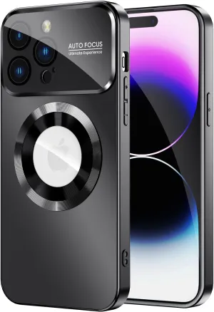 Magnetic for iPhone 14 Pro Case, Compatible with MagSafe, Built-in Camera Lens Protector, Logo View, Military Grade Drop Proof Phone Case Cover, Black