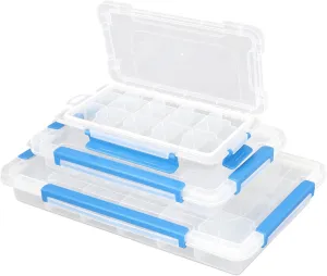 Magshion 3-Pack Portable Fishing Tackle Boxes, 9 & 15 & 24 Grids Waterproof Plastic Storage Organizer with Dividers, Snap Lids, Compact Design for Fishing, Art Craft, Bead, Jewelry (White)