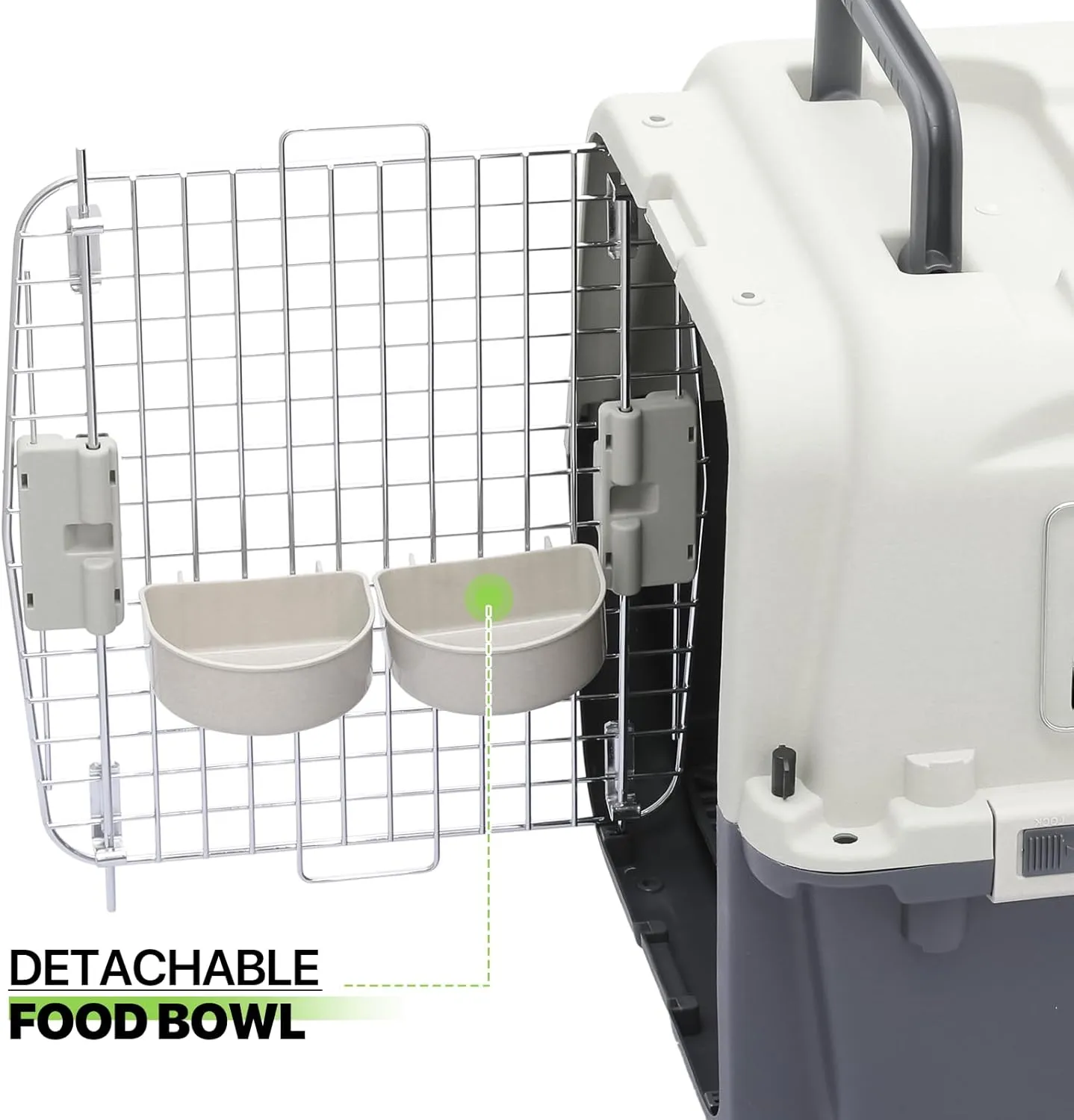 Magshion Dog Carriers with Wheels for Longer Travels, 25.5 Inch Hard-Sided Dog Carrier for Small Dogs and Cats Breeds with an Adult Weight of 22 lbs, Ventilation and Light Weight Design (White Grey)