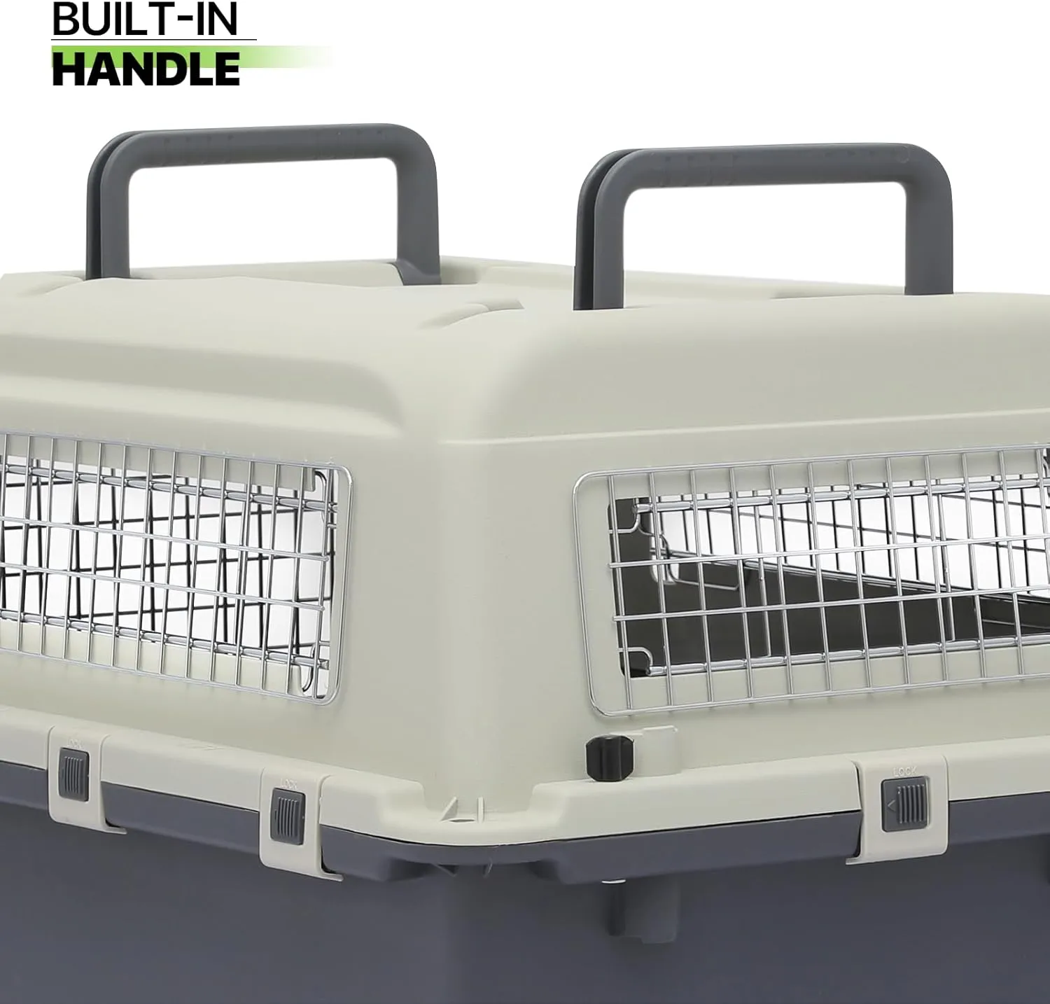 Magshion Dog Carriers with Wheels for Longer Travels, 25.5 Inch Hard-Sided Dog Carrier for Small Dogs and Cats Breeds with an Adult Weight of 22 lbs, Ventilation and Light Weight Design (White Grey)