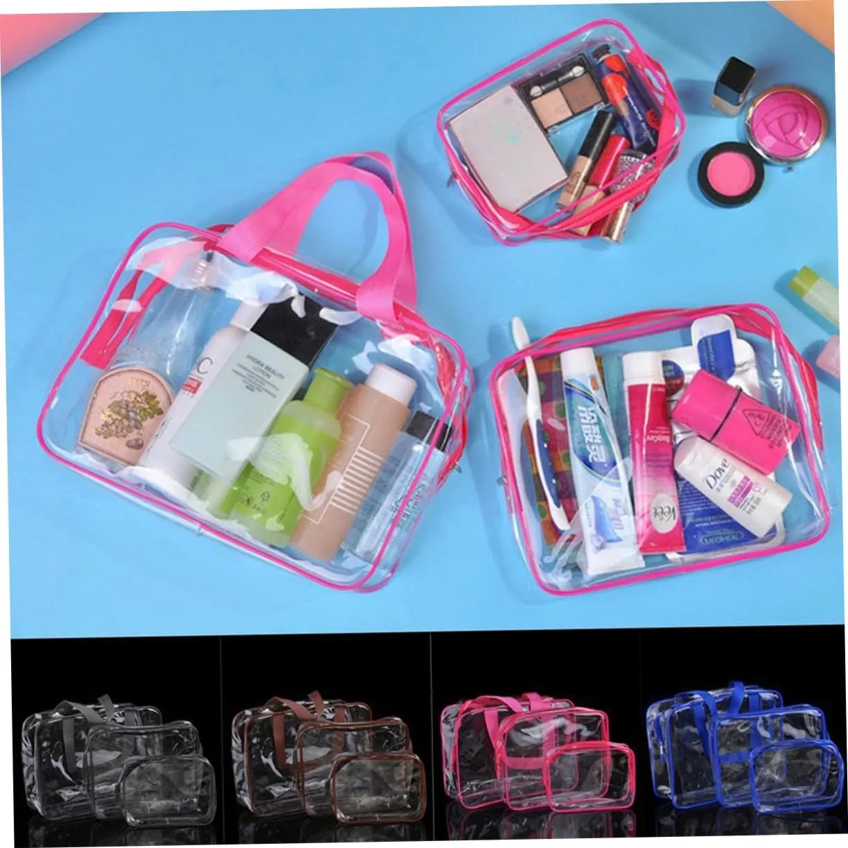 Makeup Bag Tote Bags Compliant Bag Waterproof Cosmetic Tote Bag Wash Bag Travel Makeup Box Make up, Blue, medium