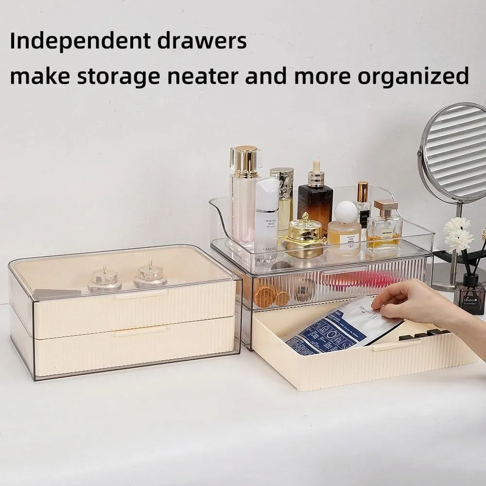 Makeup Organizer Countertop Large Cosmetic Display Cases Cosmetic Organizer Skin care Organizer, 2 Drawers