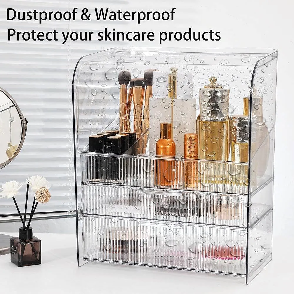 Makeup Storage Organizer Box Large Cosmetic Display Cases Dustproof and Waterproof Cosmetic Organizer Countertop Skincare Organizer