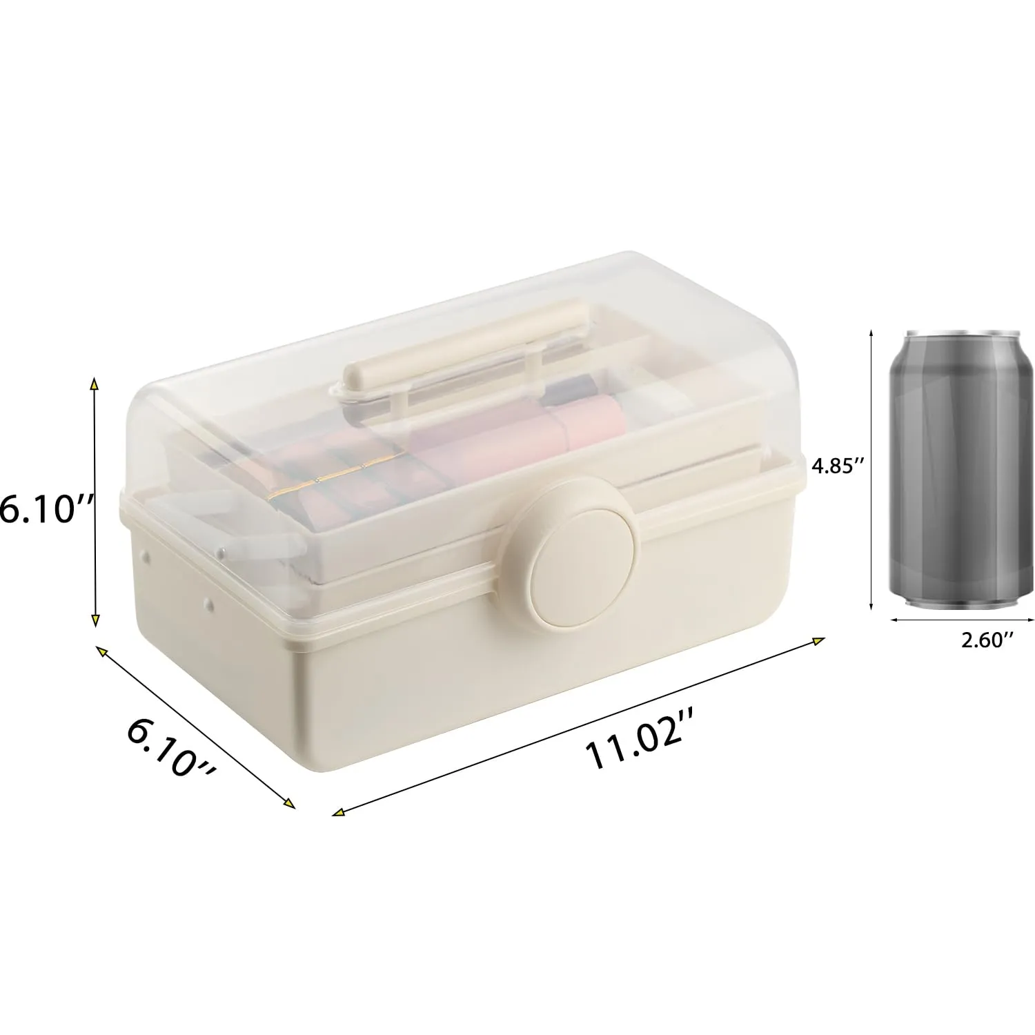Makeup Storage, Pink Tackle box for Women with Handle. Cosmetic Storage Box Organizer, Portable 3 Layers Makeup Case for Home