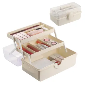 Makeup Storage, Pink Tackle box for Women with Handle. Cosmetic Storage Box Organizer, Portable 3 Layers Makeup Case for Home