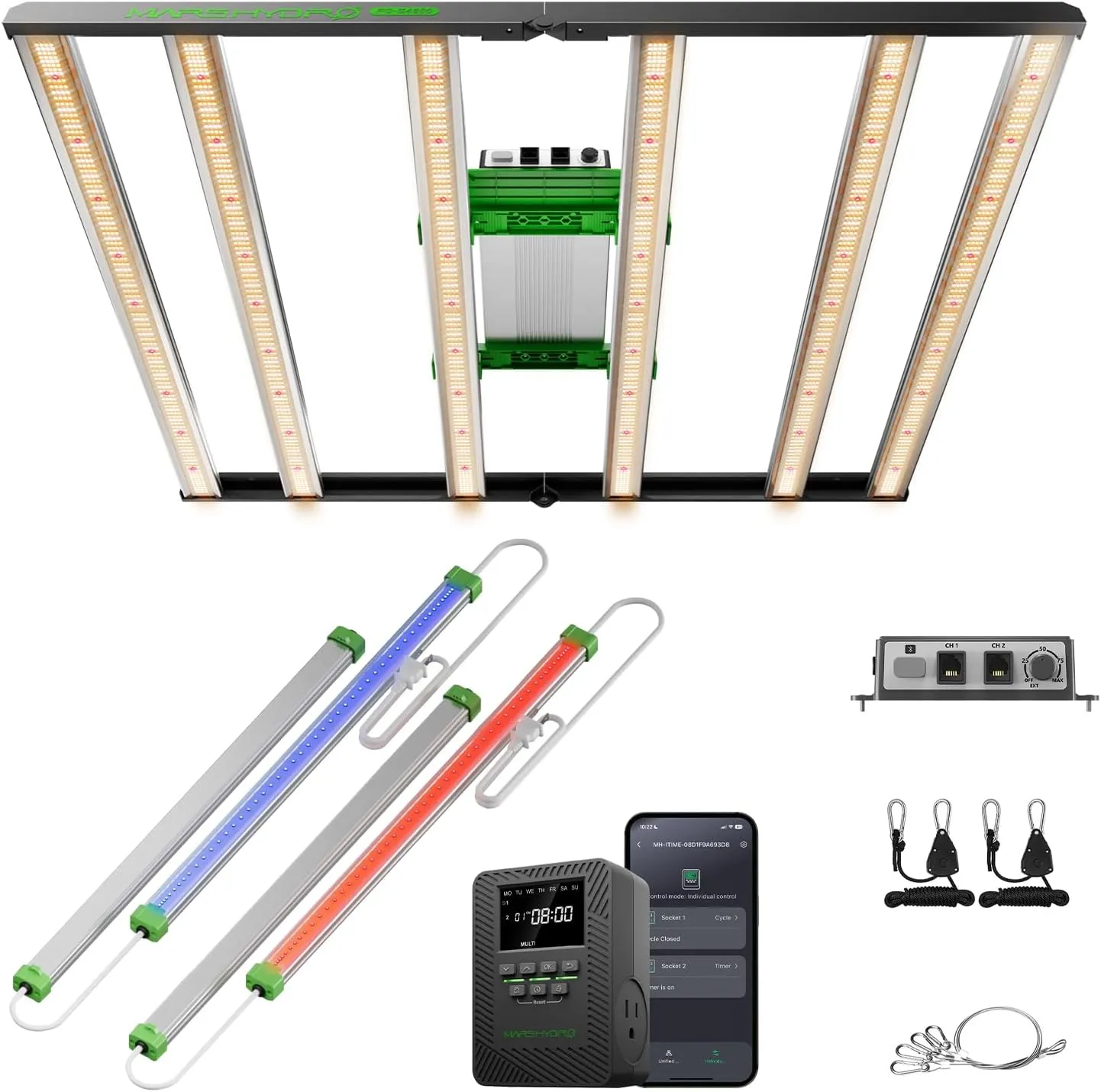 MARS HYDRO 2025 New Version FC-E4800 Foldable LED Grow Light 4x4ft, with ADlite RB30 Led Grow Light for Indoor Plants and ITime 2-in-1 Smart Timer Outlet