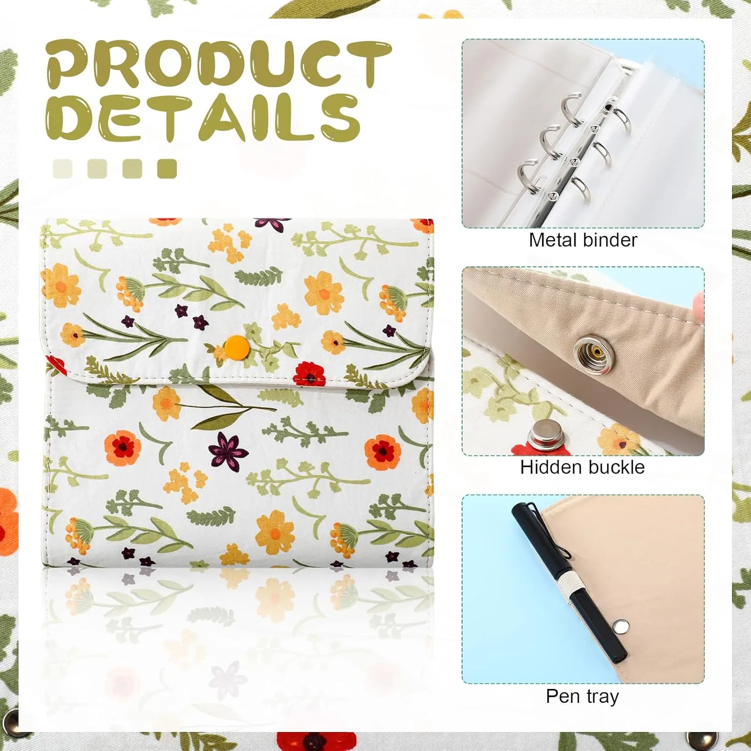 Marspark Baby Document Organizer and Briefcase A4 A5 Baby File Organizer 40 Pages Newborn Keepsake with Zipper Bag Soft Fabric Documents Folder for Newborns Pregnancy Expectant Parents(Flower)