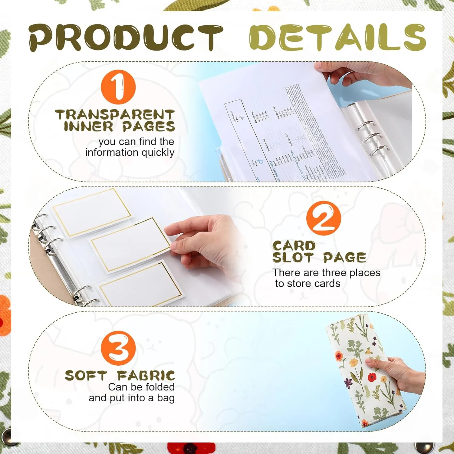 Marspark Baby Document Organizer and Briefcase A4 A5 Baby File Organizer 40 Pages Newborn Keepsake with Zipper Bag Soft Fabric Documents Folder for Newborns Pregnancy Expectant Parents(Flower)