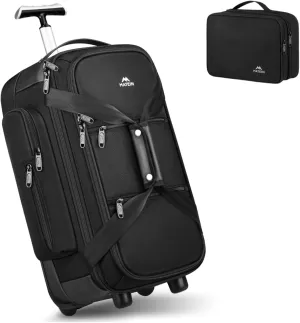 MATEIN Carry On Duffle Bag with Wheels and Handle, Rolling Travel Duffle with Insulated Side Pockets, Water Resistant Electronics Organizer Travel Case