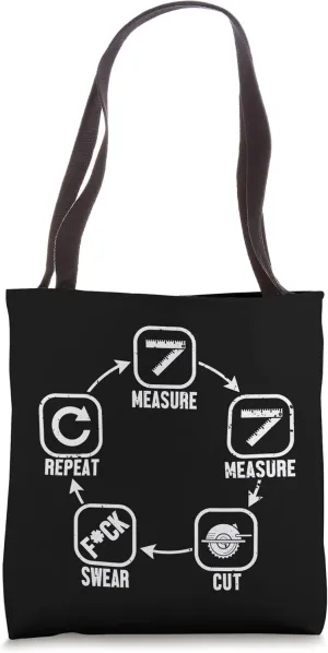 Measure Cut Swear Repeat Joiner Woodworker Carpenter Tote Bag