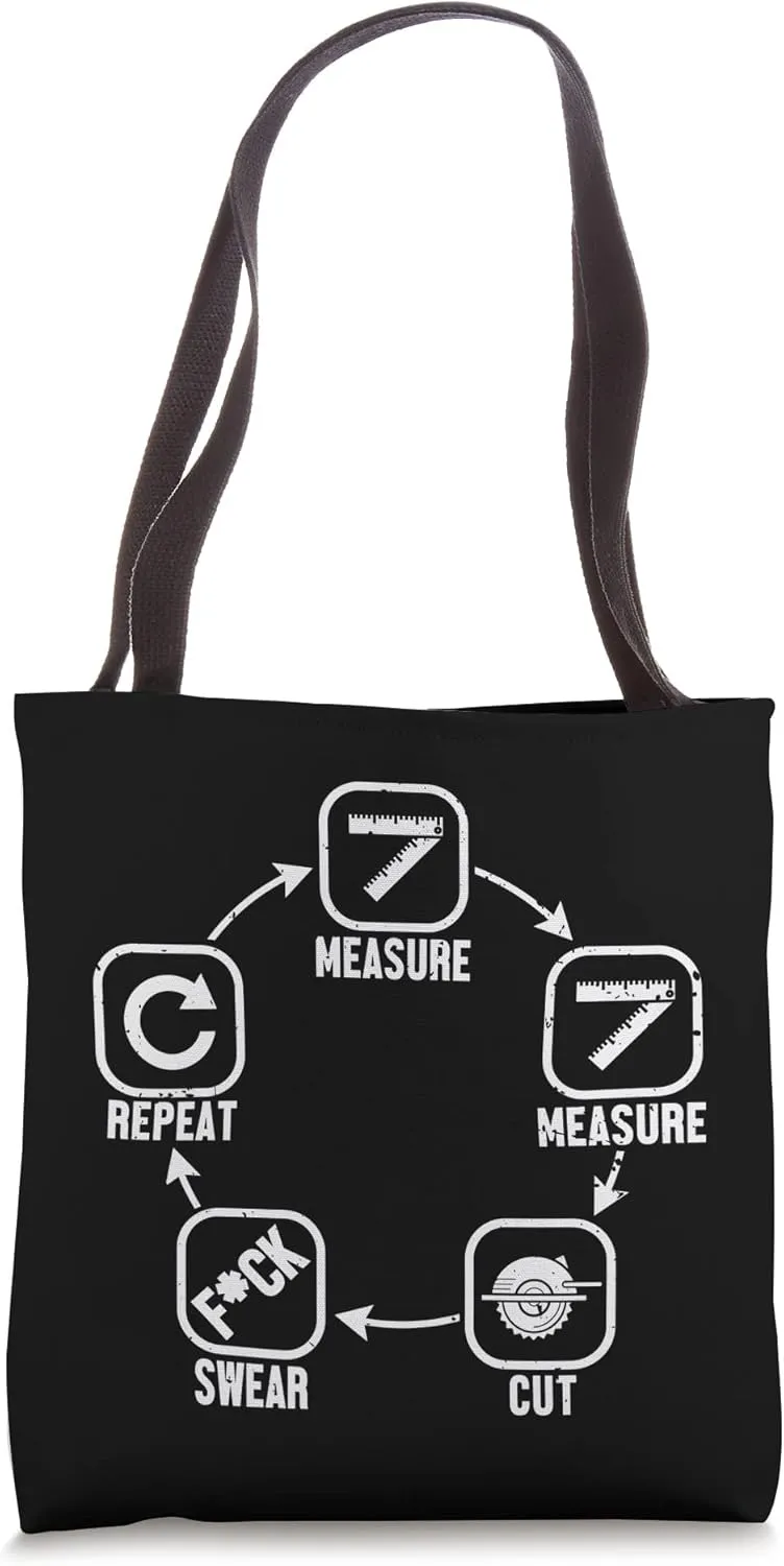 Measure Cut Swear Repeat Joiner Woodworker Carpenter Tote Bag