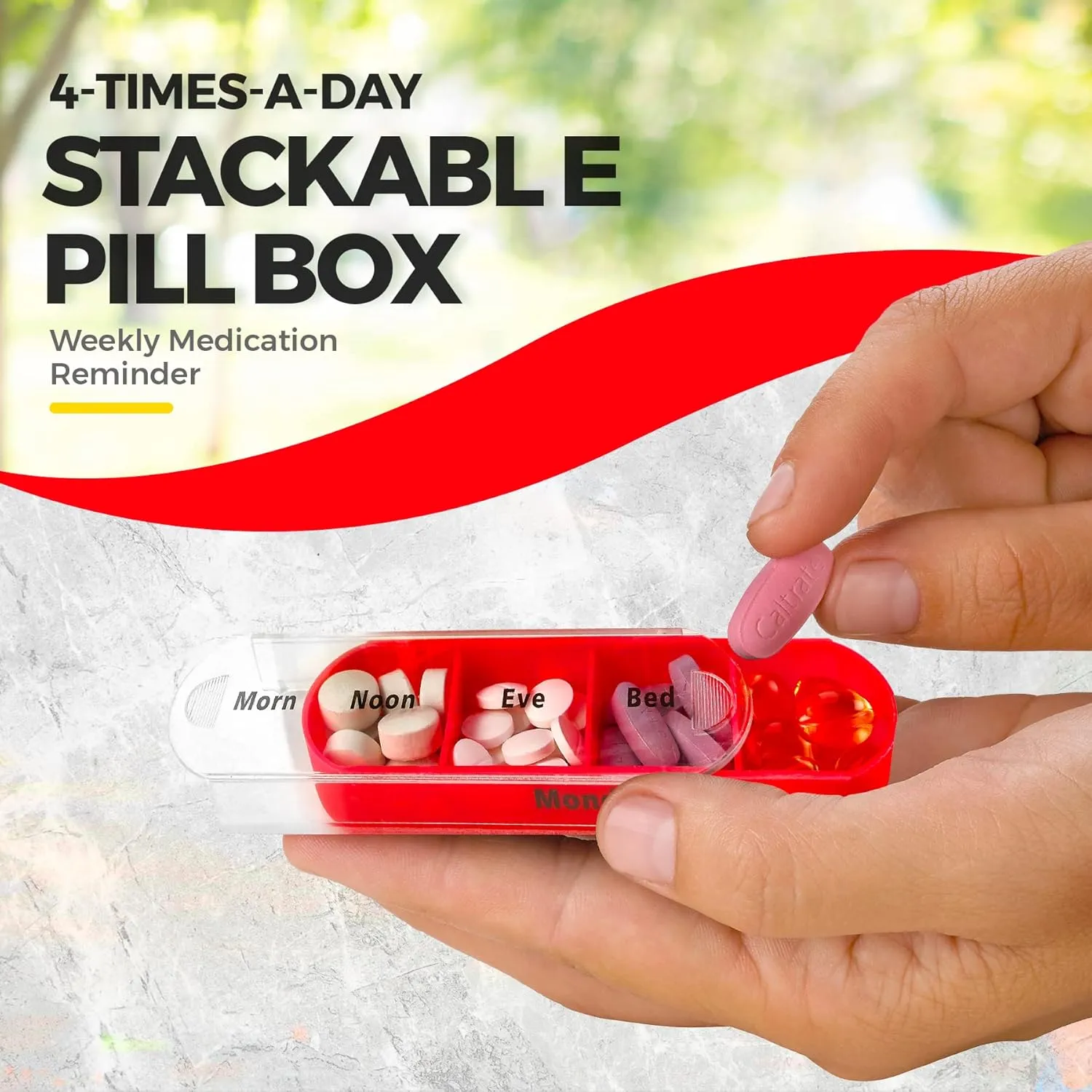 MEDca Weekly Pill Organizer, Four Times-a-Day, Pack of 2 Dispensers with Stackable AM/PM Compartments
