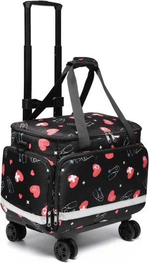 Medical Bag Rolling Roller Bag Trolley Duffel Nurses EMT CNA RN Empty for First Aid Responder Home Health Care Nursing Student Roll Duffle Bag Carry on with Wheels Wheeled Work Physicians Doctor