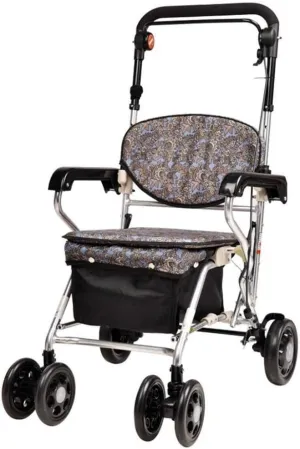 Medical Instruments Aluminium Aid Shopping Trolleys with Seat Shopping Basket, Adjustable Height 4 Wheeled Mobility for Seniors, Elderly