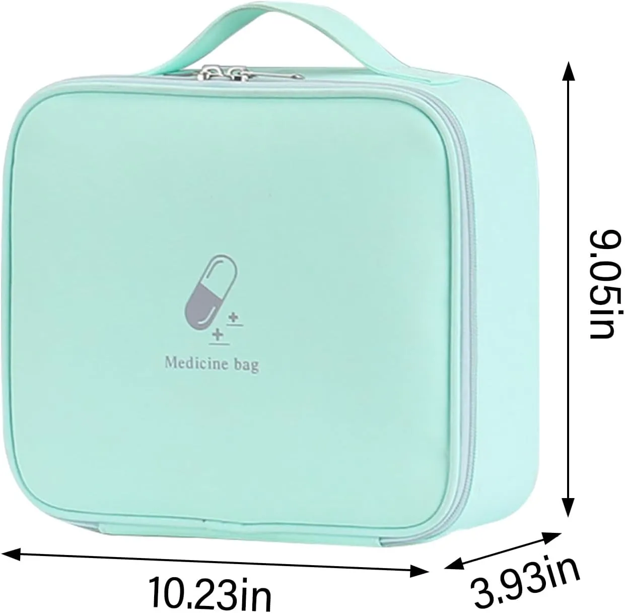 Medicine Bag for Traveling - Splash-Resistant, Hard Plastic Reinforced Edges, Oxford Fabric - Medical Supply Organizer Ideal for Everyday Home Use and Travel (Green)